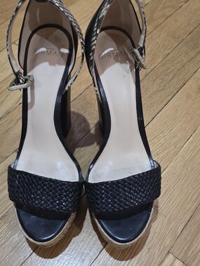 Alexandre Birman Black Woven Leather Platform Sandals